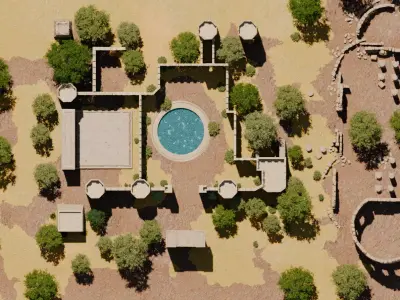 Desert Fortress With Pool 3D model