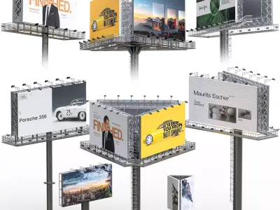 Street and Road Billboard Set 02 Low-poly 3D model