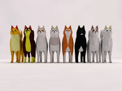 ORIGAMI---Dog Setup Low-poly 3D model