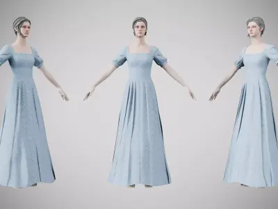 Dress 27 Light Blue Low-poly 3D model