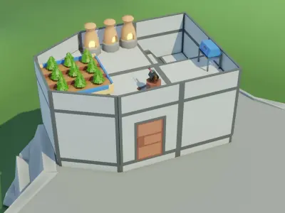 Rust low-poly building bases assets Free low-poly 3D model