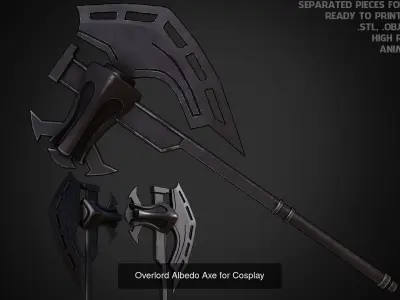Overlord Albedo Full Armor and Axe for Cosplay 3D Model Pack