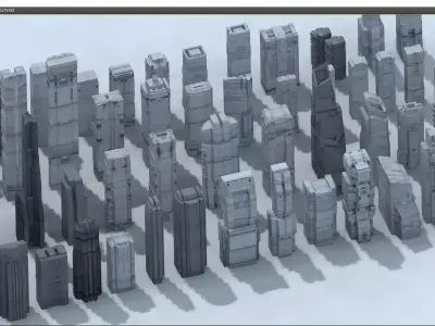 futuristic architecture set - 13 3D model