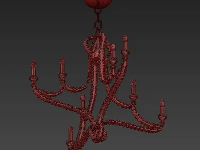 8 Light Handcrafted Chandelier 3D model