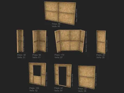 construction site level and modular elements Low-poly 3D model