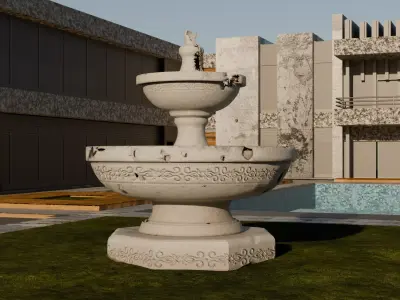 Old Stylized Fountain Gameready Low-poly 3D model