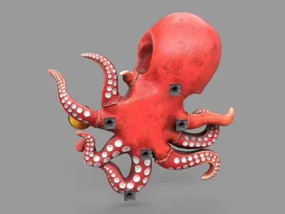 Game Ready Japanese Signs Set Octopus Signboard Low-poly 3D model