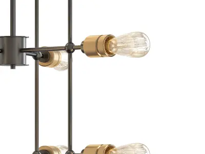 JERSEY industrial style chandelier with six light bulbs 3D model