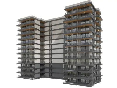 Modern residential building 3D model buy