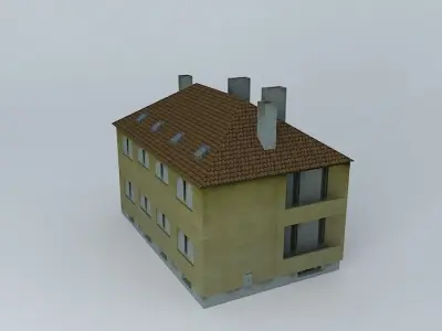 Small Building 4 Apartments Low-poly 3D model