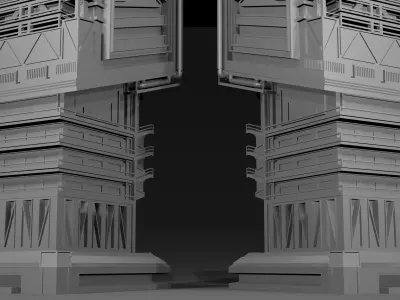 Scifi Futuristic skyscraper  Low-poly 3D model