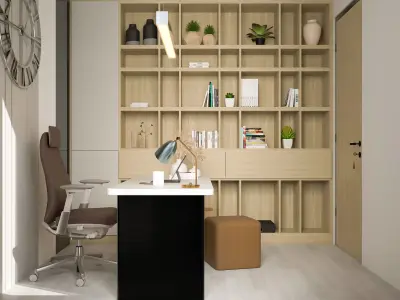 Modern Elegance in the Workplace Home Office Interior Design Low-poly 3D model