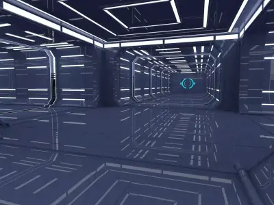 Sci fi Corridor Low-poly 3D model
