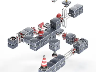 stylized level modular platformer pack Low-poly 3D model