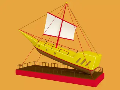 ship statue with sail Low-poly 3D model