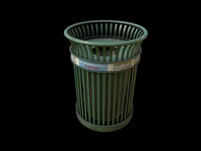 Realistic NY Trash Can Low-poly 3D model