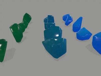 crystal set of stones Low-poly 3D model