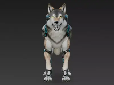 Cyber Wolf Creature Model Low-poly 3D model