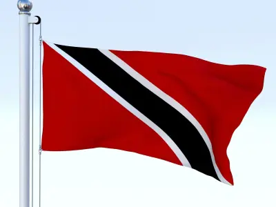 Animated Trinidad and Tobago Flag Low-poly 3D model