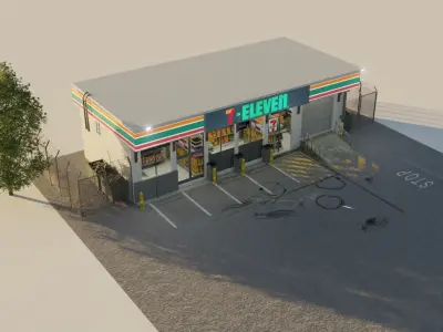 7 eleven convenience store Low-poly 3D model