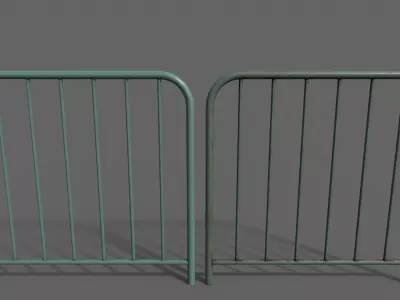 PBR Pedestrian Guard Rail Green V2 Low-poly 3D model