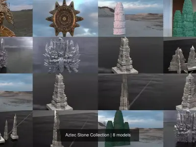 Aztec Stone Collection 3D Model Pack