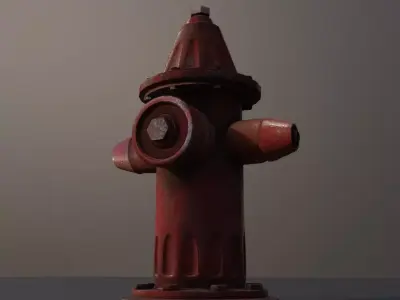 Red rusty hydrant Low-poly 3D model