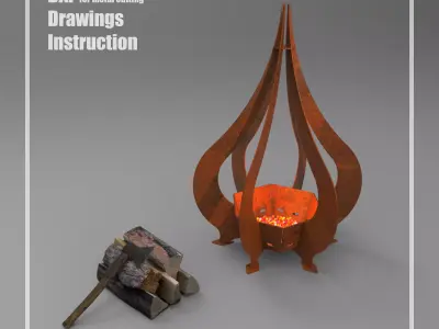 Welding Project Plans Drawings Fire Pit 6 DXF PDF 3D model