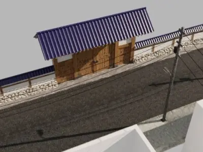 Japanese front gate 3D Low-poly 3D model