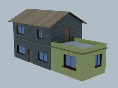 3d low poly house model Low-poly 3D model