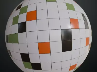 Modern Mosaic Square Ceramic Tiles PBR Seamless Texture