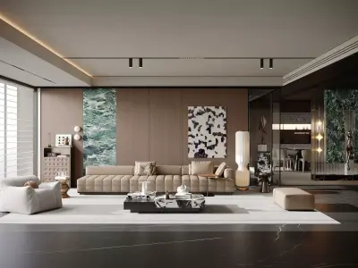 The Italian-style living and dining room 3D model