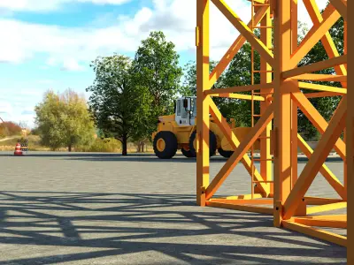 Industrial-style warehouse Low-poly 3D model