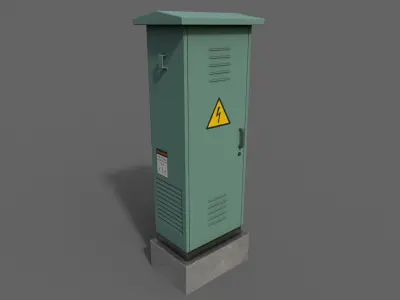 PBR Electric Box Green V2 Low-poly 3D model