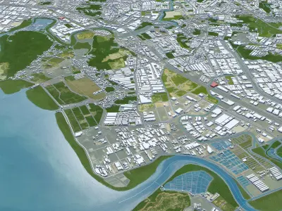 Seberang Perai City in Malaysia Low-poly 3D model