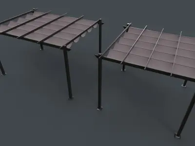 PBR Wooden Pergola Gazebo A3 Low-poly 3D model