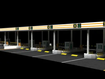 Tool gate and Road Elements low polly  Low-poly 3D model