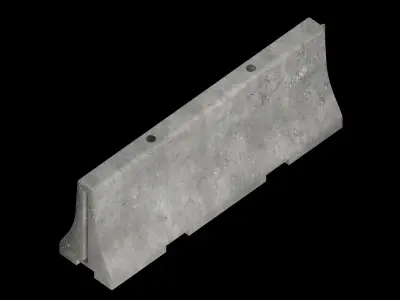 Concrete roadblock barricade Low-poly 3D model
