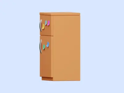 Refrigerator Illustration Low-poly 3D model