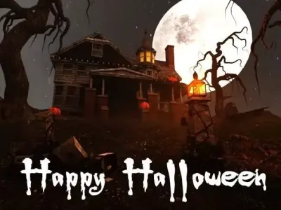 Halloween old house with porch 3D model