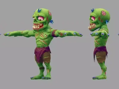 3D Zombie 02 Low-poly 3D model
