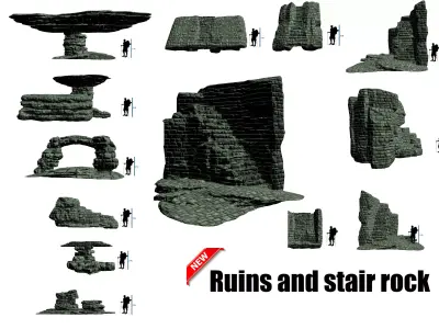 Ruins and stair rock 3D model