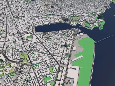 Marseille France 25x25km City Map 3D model