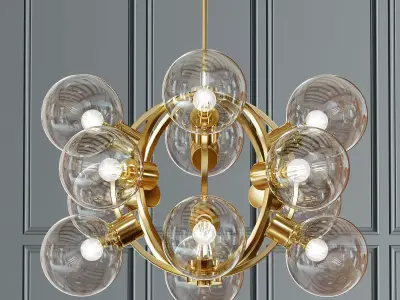 Atomic Gold Glass Sputnik Chandelier 3D model