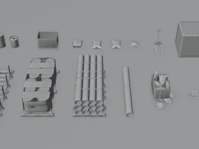 Environmental Prop Kit Low-poly 3D model