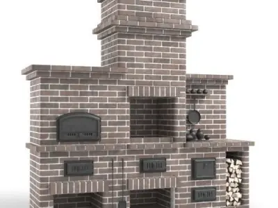 Dark Brick Barbecue Oven 3D model