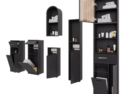 Modern Bathroom Built-in Wall Niches Set 3D model