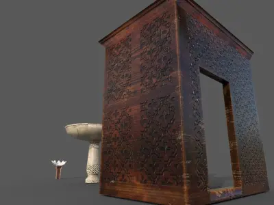 Church props Low-poly 3D model