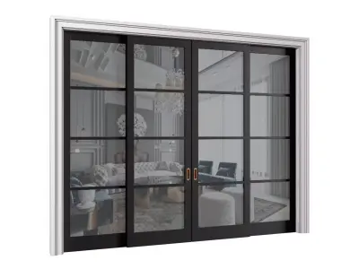 French Art Deco Sliding Modern Doors 3D model