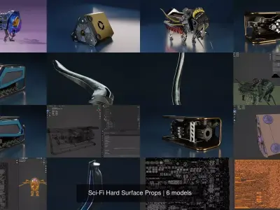 Sci-Fi Hard Surface Props 3D Model Pack